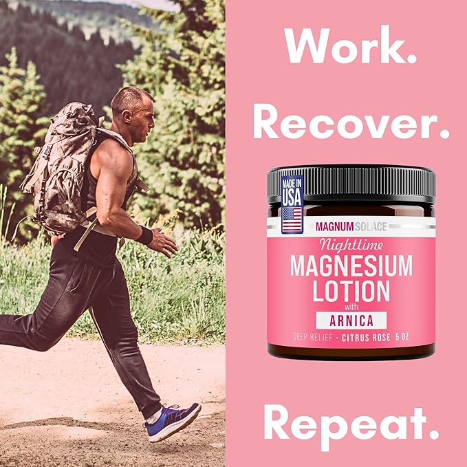 Nighttime Magnesium Lotion with Arnica – Soothing Relief & Relaxation, Highly Concentrated Magnesium for Muscles & Joints – Apply to Legs or Feet Before Bed – Skin-Friendly