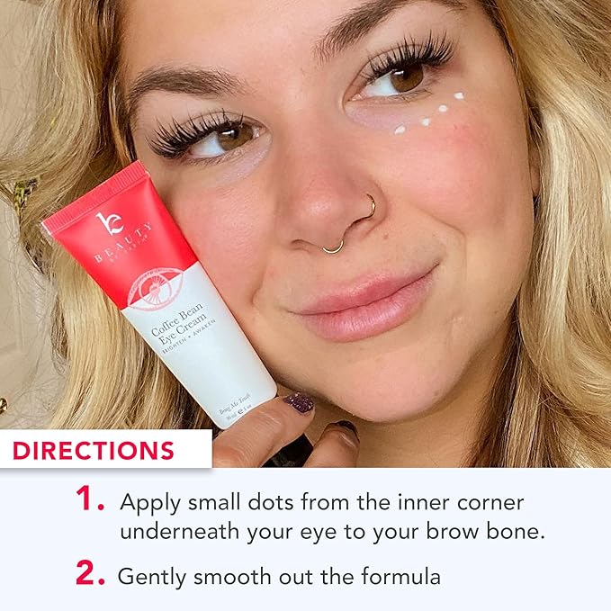 Beauty by Earth Caffeine Eye Cream for Puffiness & Bags Under Eyes - USA Made with Natural & Organic Ingredients, Under Eye Cream for Dark Circles with Glycerin & Vitamin E, Brightens & Refreshes