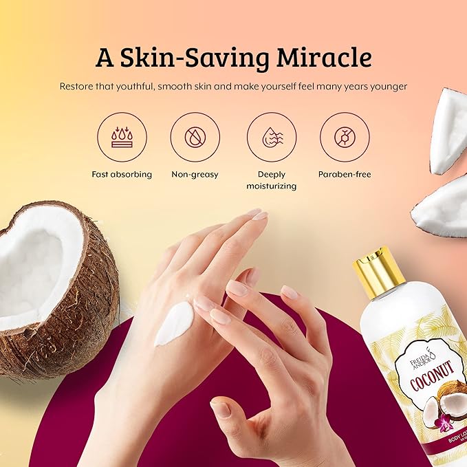 Home Spa Gift 10oz Deep Moisturizing Fragrance Body Lotion & 8 oz. Fine Fragrance Body Mist Set Luxury Self-Care Combo for Women and Girls (Coconut) Mother’s Day Gift for Mom