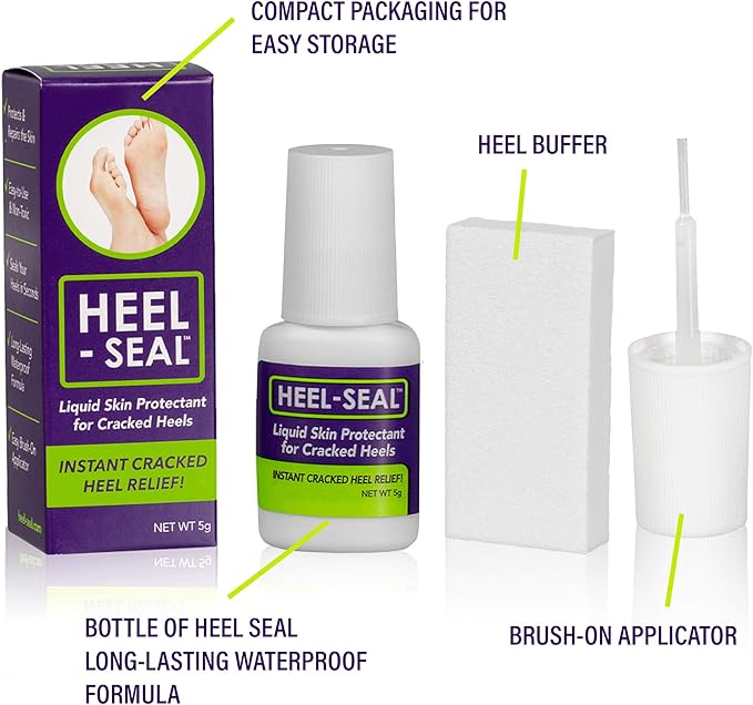 The #1 Liquid Skin Protectant for Cracked Heels, Cracked Feet Treatment, Liquid Bandage, Must-Have Foot Care for Cracked Feet, Calluses, Blisters, Foot Repair, Applicator and Buffer, 1Pk