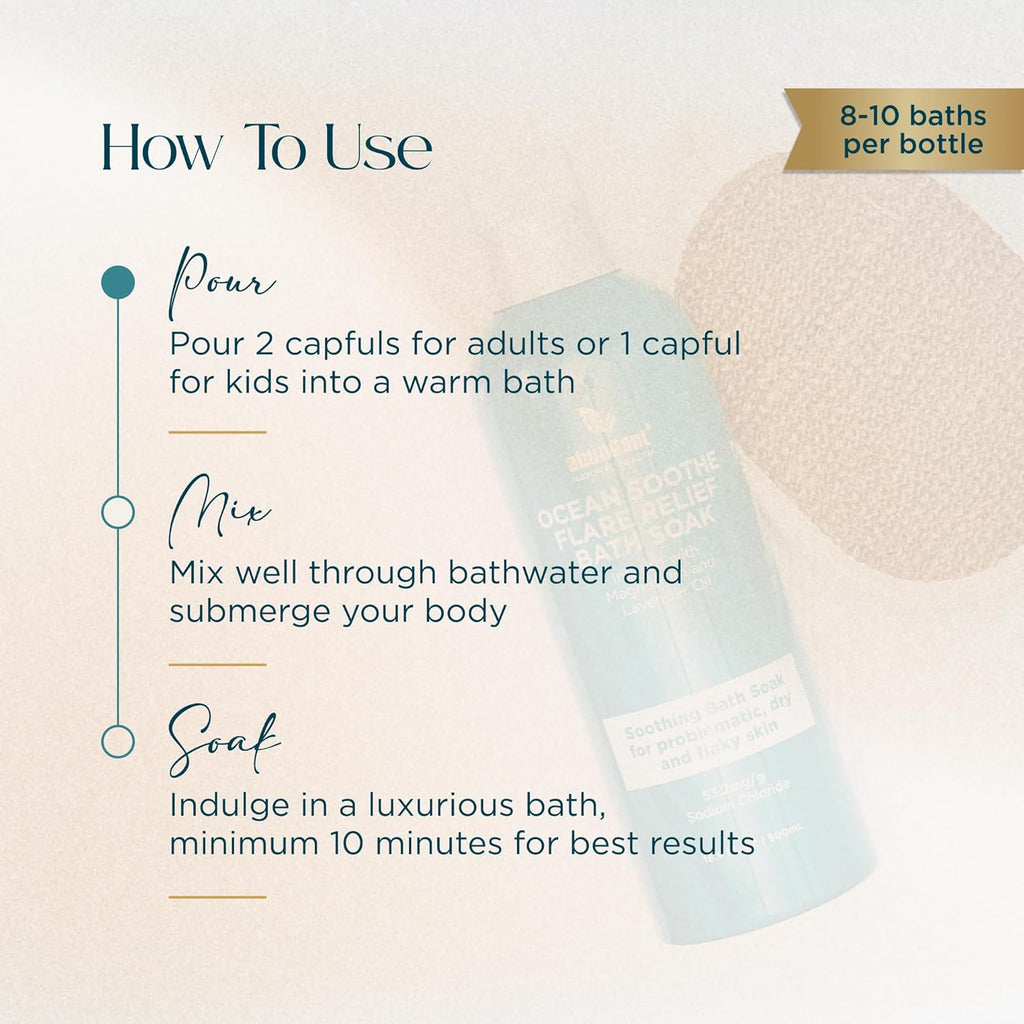 Ocean Soothe Flare Relief Bath Soak with Highly Concentrated Pure Magnesium Salts and Lavender Oil to Help Relieve Problematic and Dry Skin, Safe for Sensitive Skin, 500mL