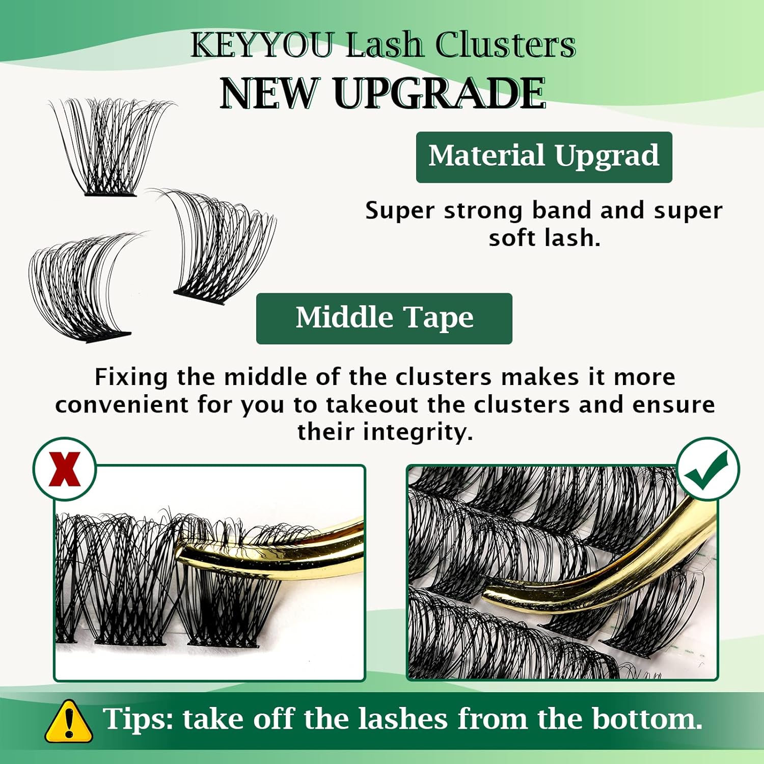 Lash Clusters 96pcs Individual Lashes D Curl 16mm Cluster Lashes KEYYOU Volume Wispy Lash Extension Soft&Comfortable Easy DIY at Home(Y11 D-16mm)