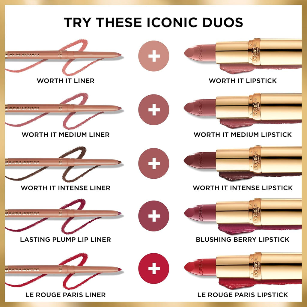 L'Oreal Paris Colour Riche Original Creamy, Hydrating Satin Lipstick with Argan Oil and Vitamin E, Worth It Intense, Rich Brown Lipstick, 1 Count