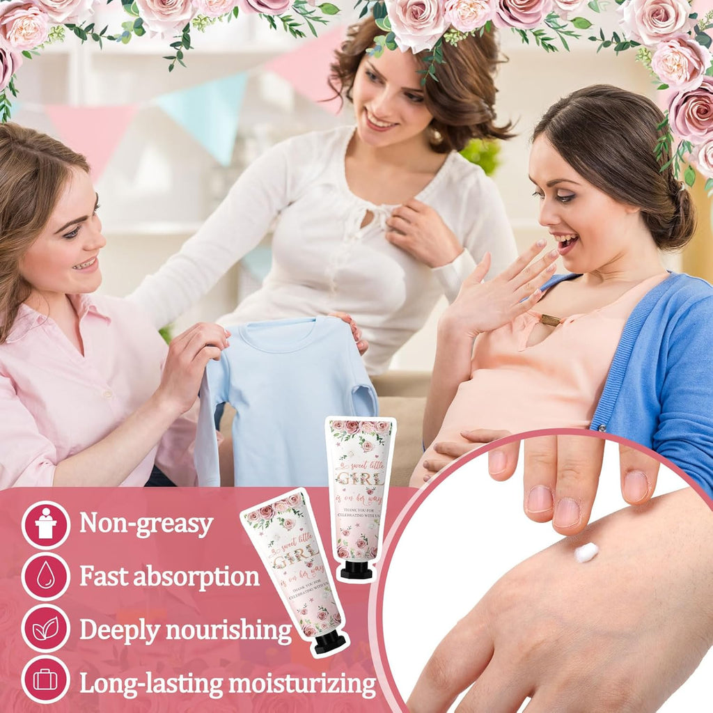 48 Sets Baby Shower Hand Cream Party Favors for Guests Gift Bulk Travel Size Hand Lotion Set for Baby Shower Wedding Christmas(Girl)