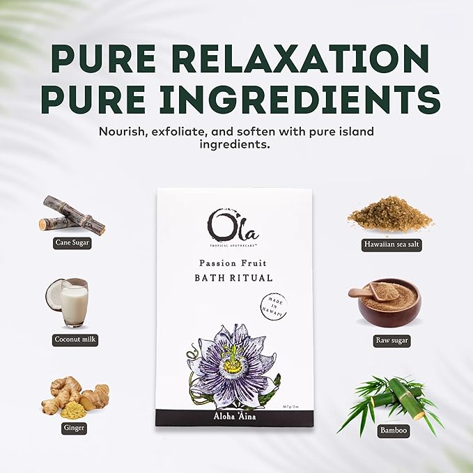 Ola Tropical Apothecary Passion Fruit Scented Hawaiian Sea Salt Bath Rituals - 2 oz