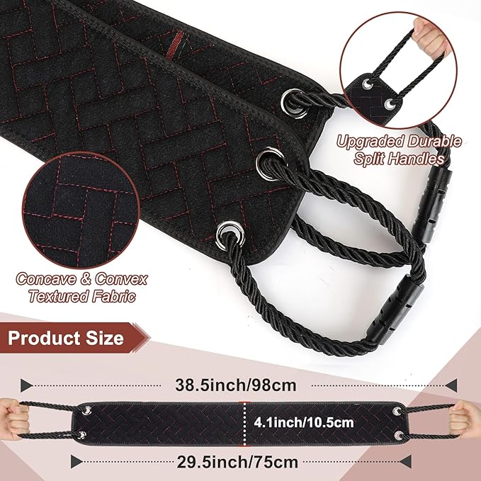 Exfoliating Back Scrubber with Upgraded Handles, 38.5 Inch Double-Sided Body Scrub Bath Exfoliator, Exfoliating Washcloth for Use in Shower, Back Washer to Deep Clean Your Skin for Men & Women (Black)