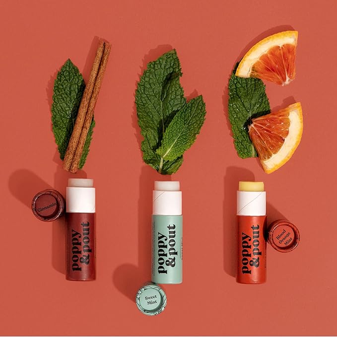 Poppy & Pout Cinnamint Jumbo Lip Balm | All Natural Lip Balms & Moisturizers | Hydrates with Beeswax, Vitamin E, Organic Coconut Oil | Cruelty-Free | Lip Balm in Recyclable Cardboard Tube
