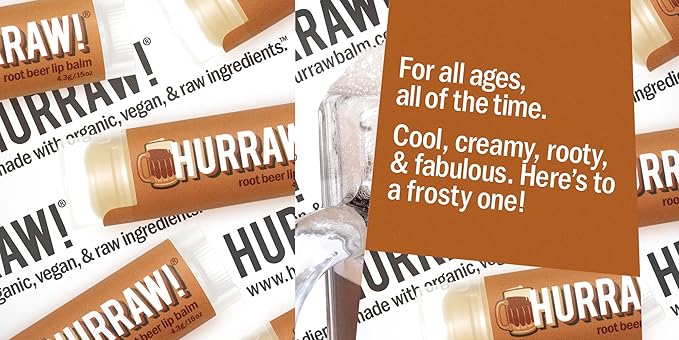Hurraw! Root Beer Lip Balm, 3 Pack: Organic, Certified Vegan, Cruelty and Gluten Free. Non-GMO, 100% Natural Ingredients. Bee, Shea, Soy and Palm Free. Made in USA