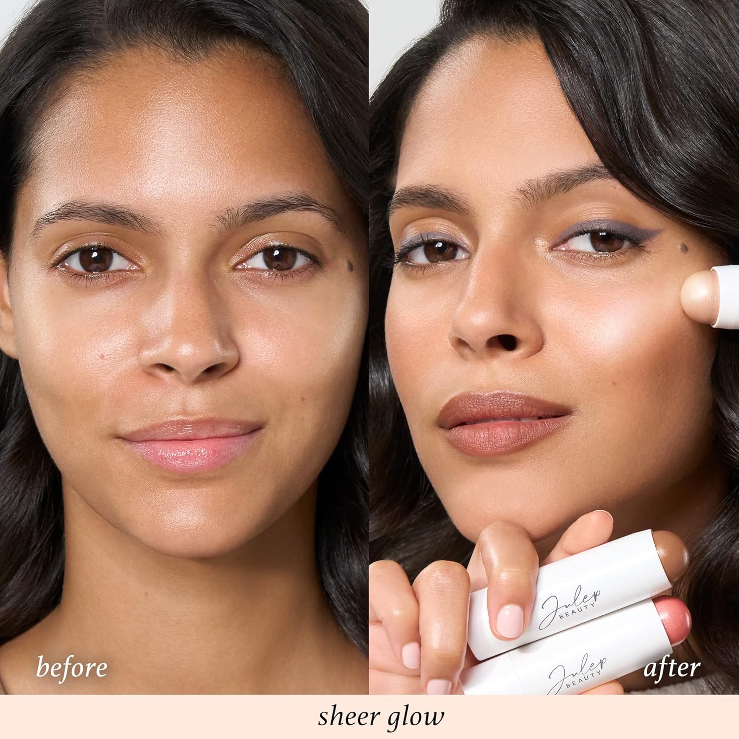 Julep Skip The Brush Cream to Powder Highlighter Stick- Sheer Glow - Blendable and Buildable Color - 2-in-1 Makeup Stick