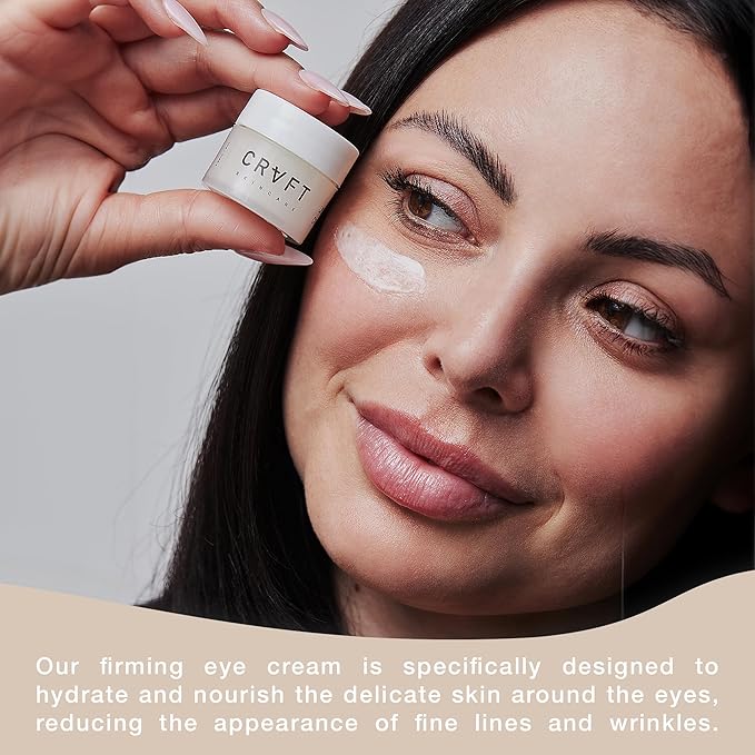 CRVFT Under Eye Cream | Brighten Dark Circles/Reduce the Appearance of Puffy Eyes | Peppermint Scented w/Caffeine | 30-Day Supply [.25 ounces]