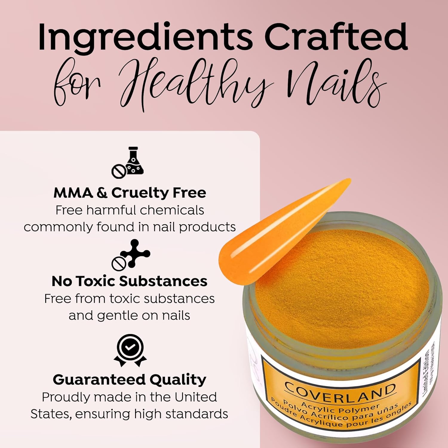 Tones Coverland Acrylic Nail Powder "Autumn Glow" - Limited Edition Acrylic Powder for Nail Design, Sculpting, and Masking Nail Bed Imperfections - Professional Acrylic Nail Supplies - (1.5 Oz)