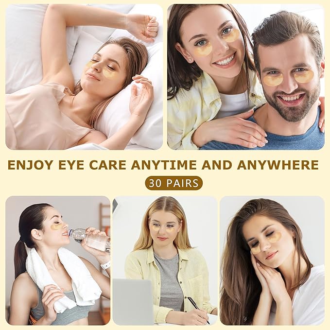 COSMETIC |24k Gold Vitality-Fill Hydra-Gel Eye Patches(30 Pairs) | Help Boosting Lift & Firm the Look of the Eye Area, Anti-Aging Under-Eye Patches