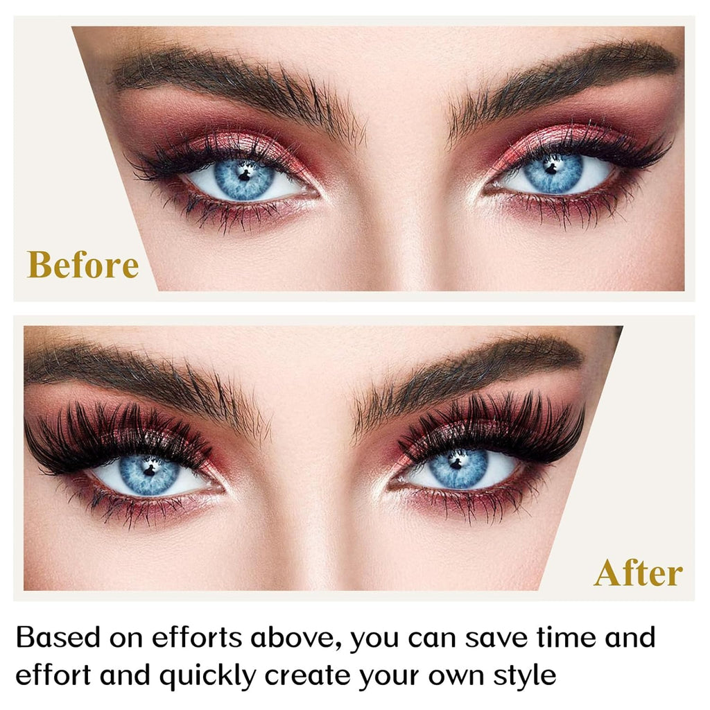 14MM DIY Eyelash Extensions 72 Clusters Lashes C D Curl B&Q LASH Natural Eyelash Clusters Extensions Individual Lashes Cluster DIY at Home (XS-D-14MM)