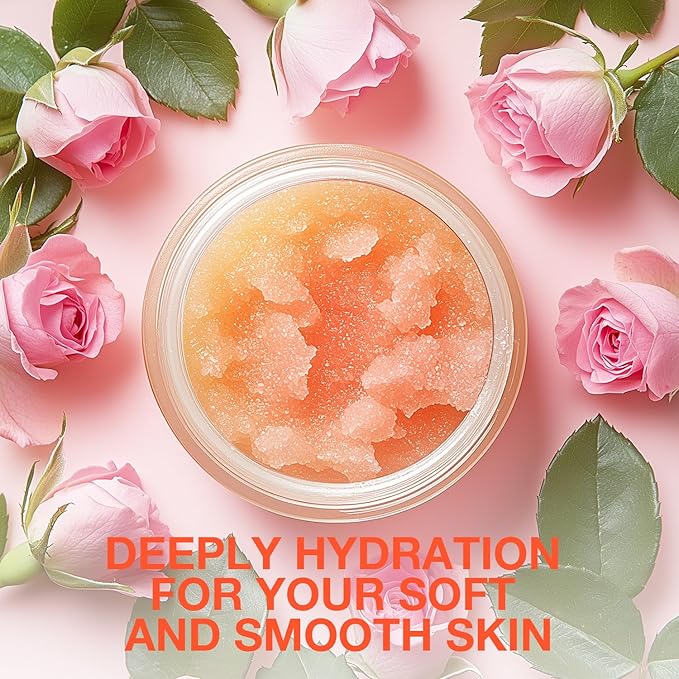 Rose Body Scrub, Sugar Scrub for Body, Exfoliating Body Scrub for Smooth and Moisturized Skin, Natural Gifts for Women, 9.52oz