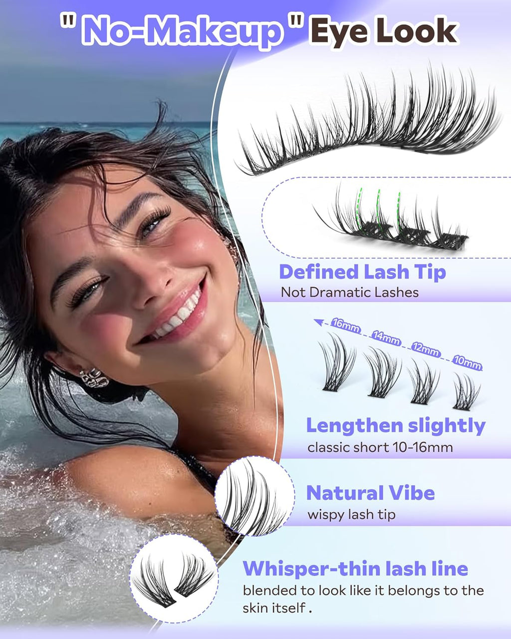 Wispy Lash Clusters Natural Eyelash Clusters No Makeup Look Cluster Eyelash Extensions 10-16mm DIY Lash Extension CC Curve