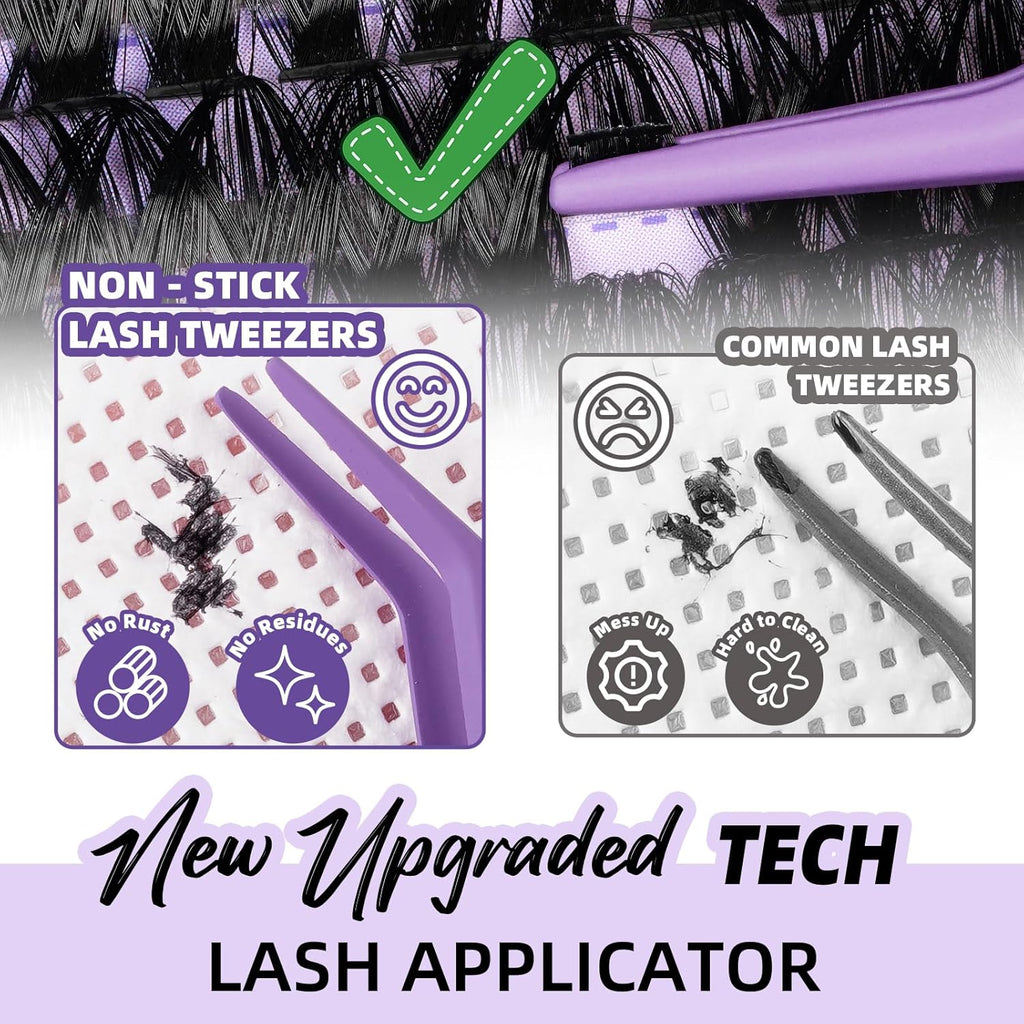 B&Qaugen Lash Extension Kit 280Pcs Volume Individual Lashes Kit Superfine Individual Eyelashes 10-18mm Soft D Curl Eyelash Clusters Kit with Bond and Seal Tweezers for Self Use （Kit-90D-10-18MIX）