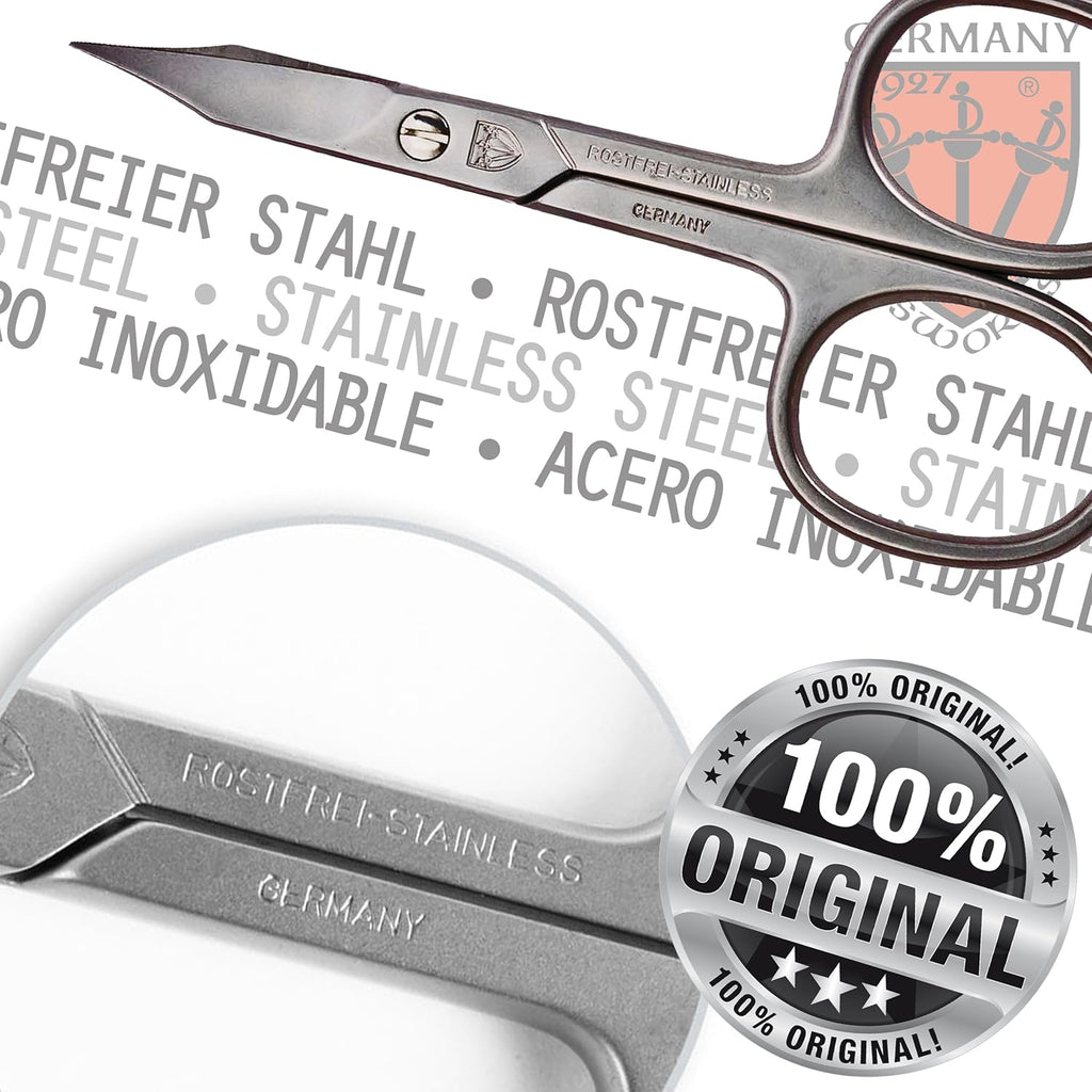 3 Swords Germany - brand quality STAINLESS STEEL INOX CURVED COMBINED CUTICLE & NAIL SCISSORS (1 PIECE) with case for manicure pedicure - nail care by 3 Swords - Made in Germany