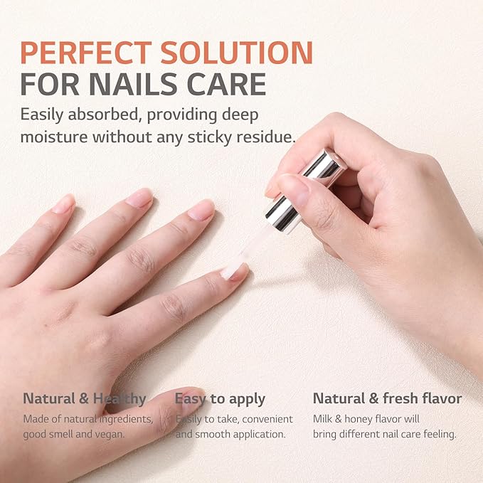 Aokitec Natural Cuticle Oil - Milk & Honey Flavor Cuticle Oil for Nail Growth and Strengthener with Vitamin E Repair Damaged Skin and Thin Nails Moisturizes Cuticle & Overnight Cuticle Softene