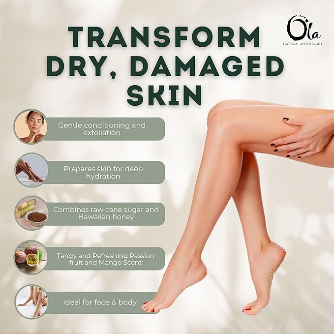 Ola Tropical Apothecary Passion Fruit Sugar Polish with Pure Tropical Oils and Plant Extracts - 11.6 Oz