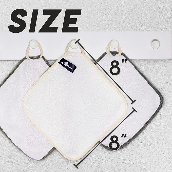 myHomeBody Dual-Textured Exfoliating Washcloth with Soft and Scrubbing Side, Body Exfoliation Scrubber for Bath, Shower, Durable 3 Layer Construction, Ivory, Set of 3