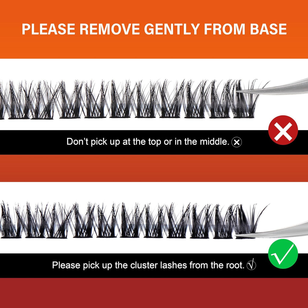 Lash Cluster 144pcs Individual Lashes,8-16mm Diy Lash Extension,C Curl Lash Clusters Wispy,3D Natural Lash Clusters Look Like Eyelash Extension DIY at Home (Orange Spirit-C-8-16mix)