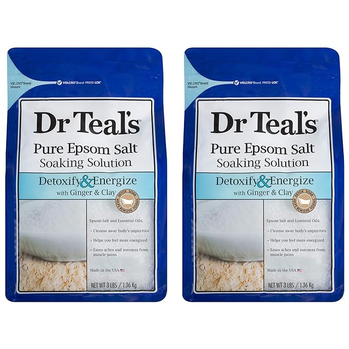 Dr. Teal's Ginger & Clay Pure Epsom Salt Bath Soaking Solution Gift Set, 3 Pounds (Pack of 2)