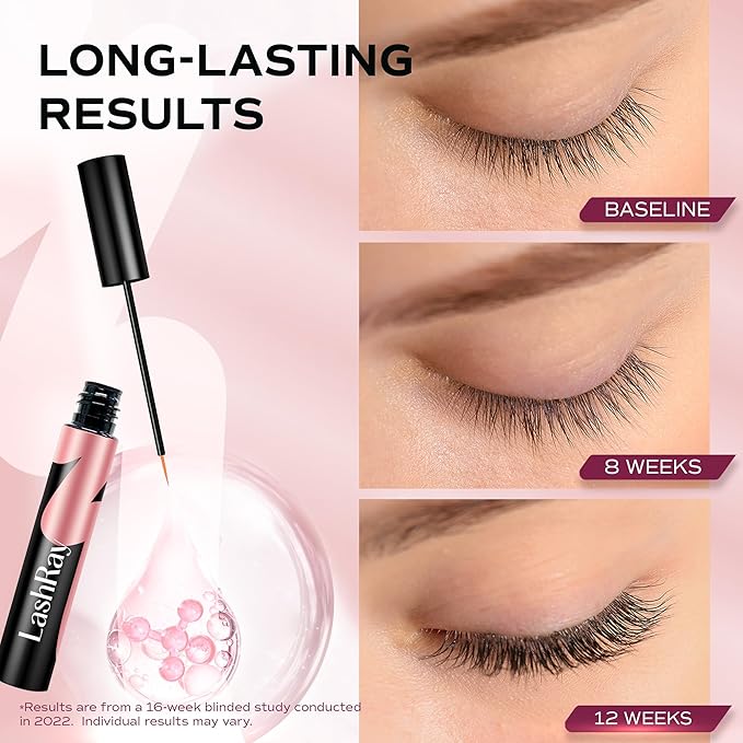 Lash Serum for Eyelash Growth: LashRay Eyelash Enhancing Serum to Grow Longer Thicker Eyelashes and Eyebrows