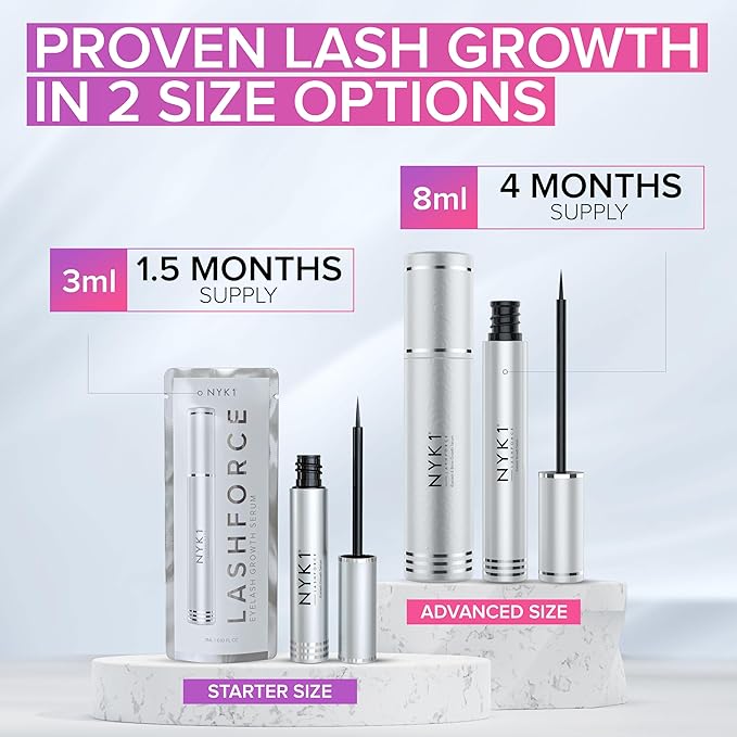 NYK1 CONCENTRATED Lash Serum For Eyelash Growth (3ml) LashForce Eyelash Serum To Grow Lashes Longer And Thicker - Lash Growth Serums For Easy Application And Long Lasting Results For Fuller Eyelashes