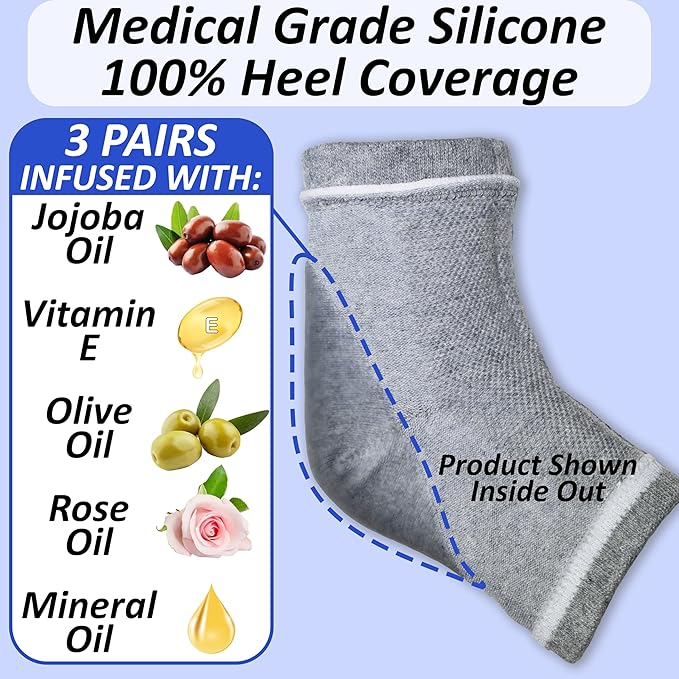 Cracked Heel Repair Kit: Moisturizing Socks, Foot Cream & Foot File, Cracked Heel Treatment, Heel Socks, Silicone Toeless Socks, Spa Gel Socks for Dry Cracked Feet Women, Pedicure Socks