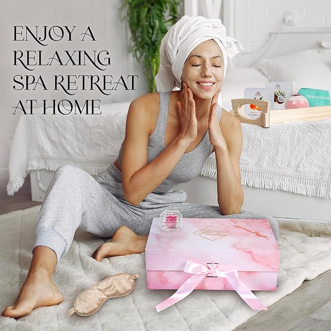 Luxury Spa Gift Set for Women - 9 Piece Self Care Package with Full Size Products, Plant-Based Superfoods, Minerals & Vitamins - Her Box