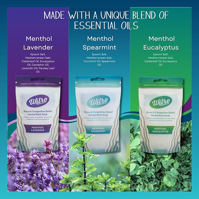 Wilro Soothing, Aromatic Bath Salts, 3 Pack, Menthol Spearmint (Menthol Spearmint)