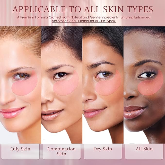 Under Eye Patches Masks - for Eye Bags with Collagen and Hyaluronic Acid, Dark Circles,and Fine Lines, Fade Wrinkles Treatment for Women and Men - 60 Pcs Pink