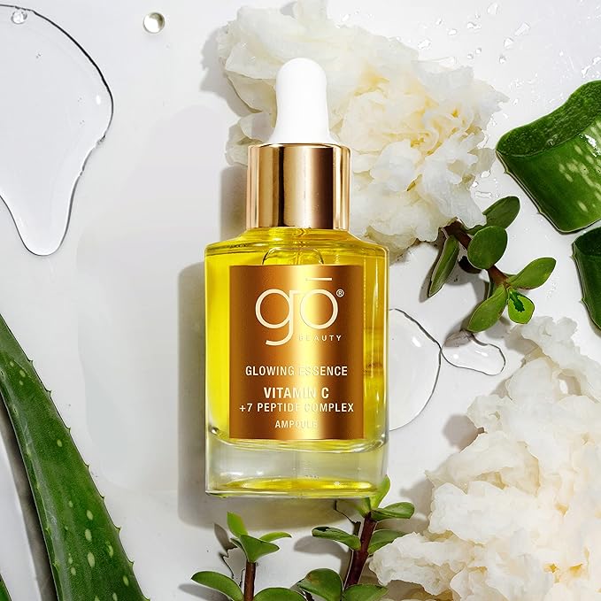 Go Beauty Daily Skin Brightening & Tightening Serum with Vitamin C, Niacinamide, Vitamin B5, Collagen & + 7 Peptide Complex for Dark Spots, Dull & Uneven Skin Tone – Glowing Essence,1 fl. Oz