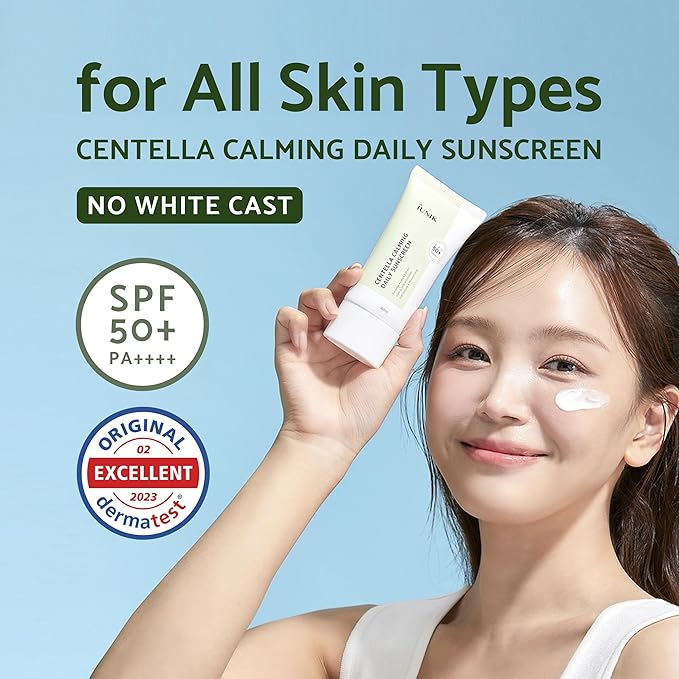 IUNIK Centella Calming Moisture Daily Sunscreen SPF 50+ PA++++ Matte & No White Cast Centella Asiatica w/ Calendula Cleansing Oil Kit