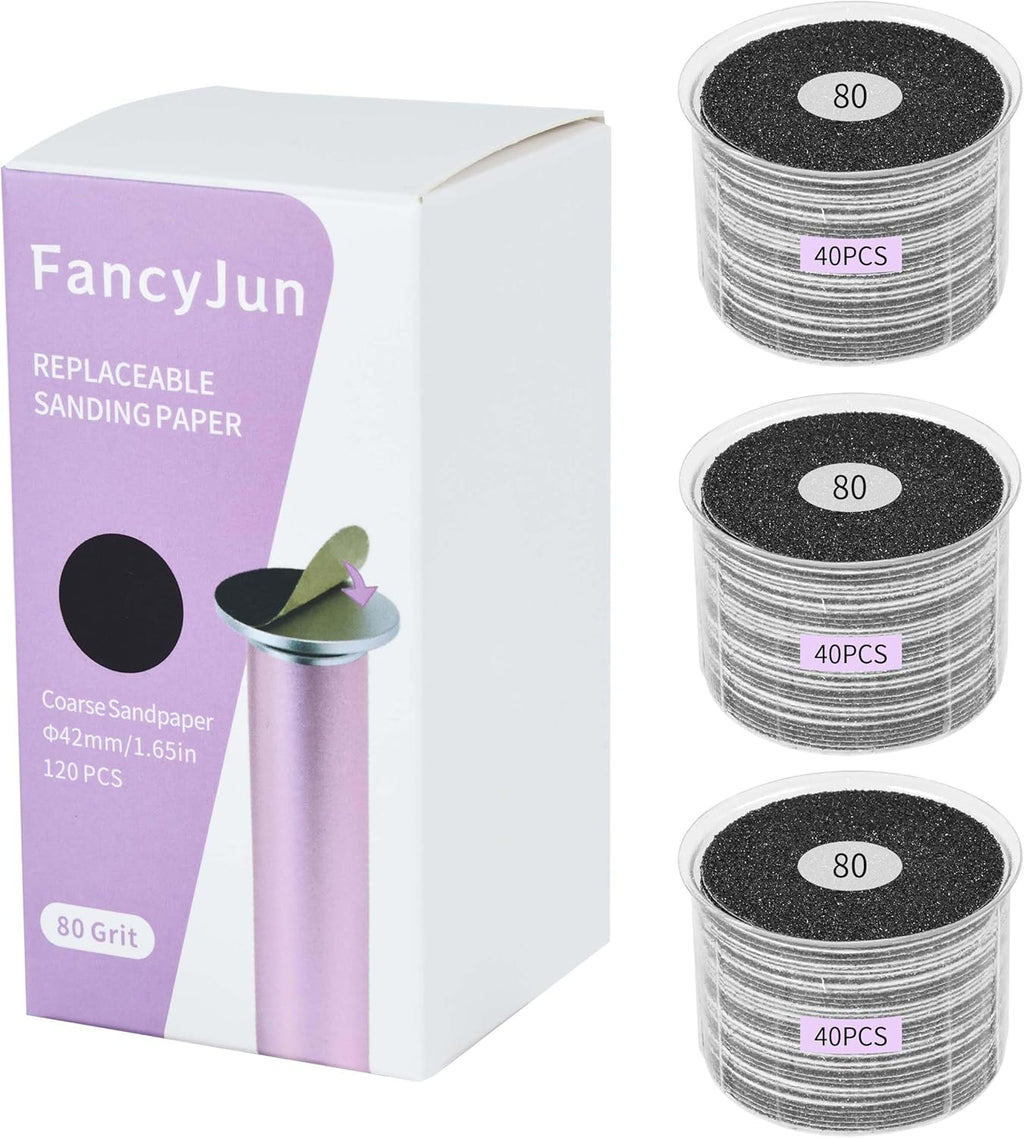 120PCS Coarse 80 Grit Replaceable Sandpaper Discs for Electric Foot Callus Removers - 42mm Heavy-Duty Foot File Refills - Fast Dead Skin & Callus Removal