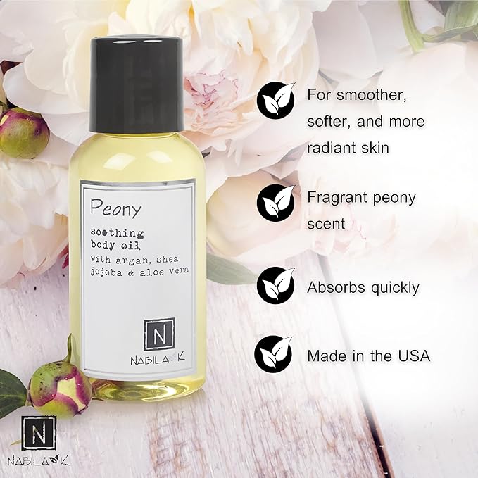 Peony Body Oil, 9 oz Moisturize & Nourish with Argan & Coconut Oil - Vitamin C Enriched - Naturally Derived, Vegan-Friendly
