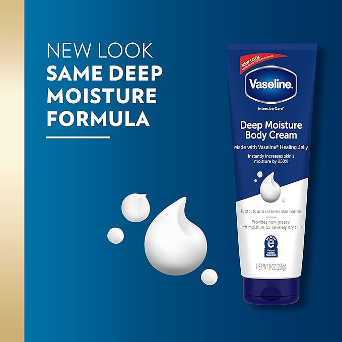 Vaseline Intensive Care Body Cream Deep Moisture 4 pk with Healing Petroleum Jelly & Vitamin E Rich & Smooth for Dry Skin 9 oz