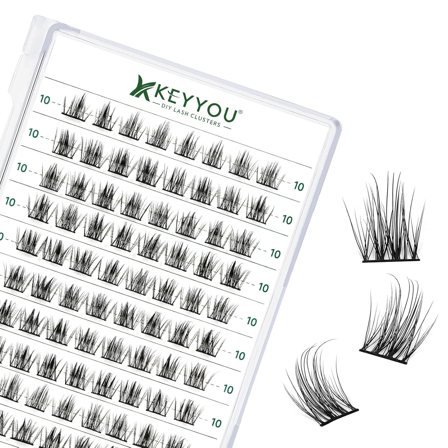 Lash Clusters 96pcs Individual Lashes D Curl 10mm Eyelash Clusters KEYYOU Volume Wispy Lash Extension Soft&Comfortable Easy DIY at Home(Y15,D-10mm)