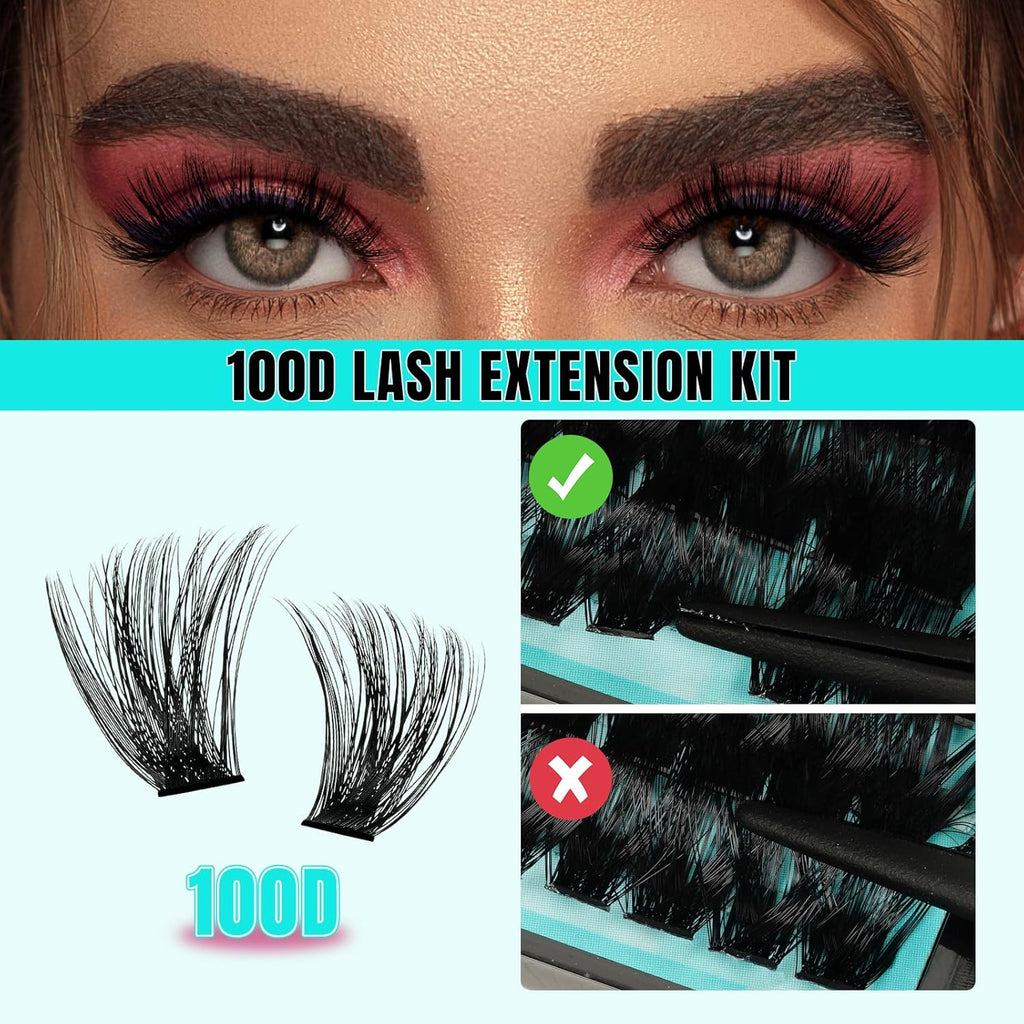 Lash Clusters 320Pcs 100D Eyelashes Cluster D Curl Individual Wispy Lashes Cluster for DIY Cluster Eyelash Extensions at Home for Beginners (Mix10-16mm)