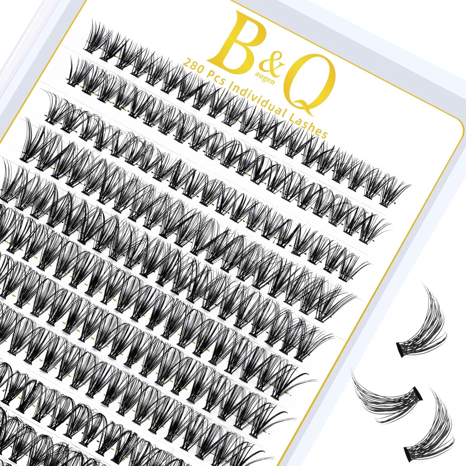 Lash Clusters B&Q LASH Individual Lashes 280 Clusters False Eyelash 10D 20D 30D 40D Lash Clusters Extensions Individual Cluster DIY Eyelash Extensions at Home 1 Count (Pack of 1), (30D-0.07D,13MM)
