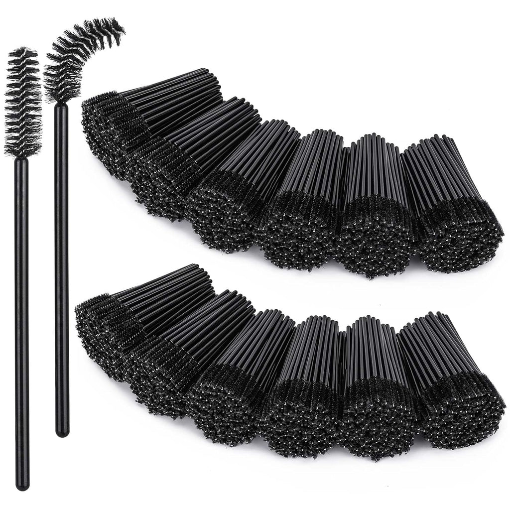 BTYMS 1200 Pieces Disposable Mascara Wands Eyelash Brush Brow Brushes Applicators Lash Spoolies for Eye Lash Extension - Black