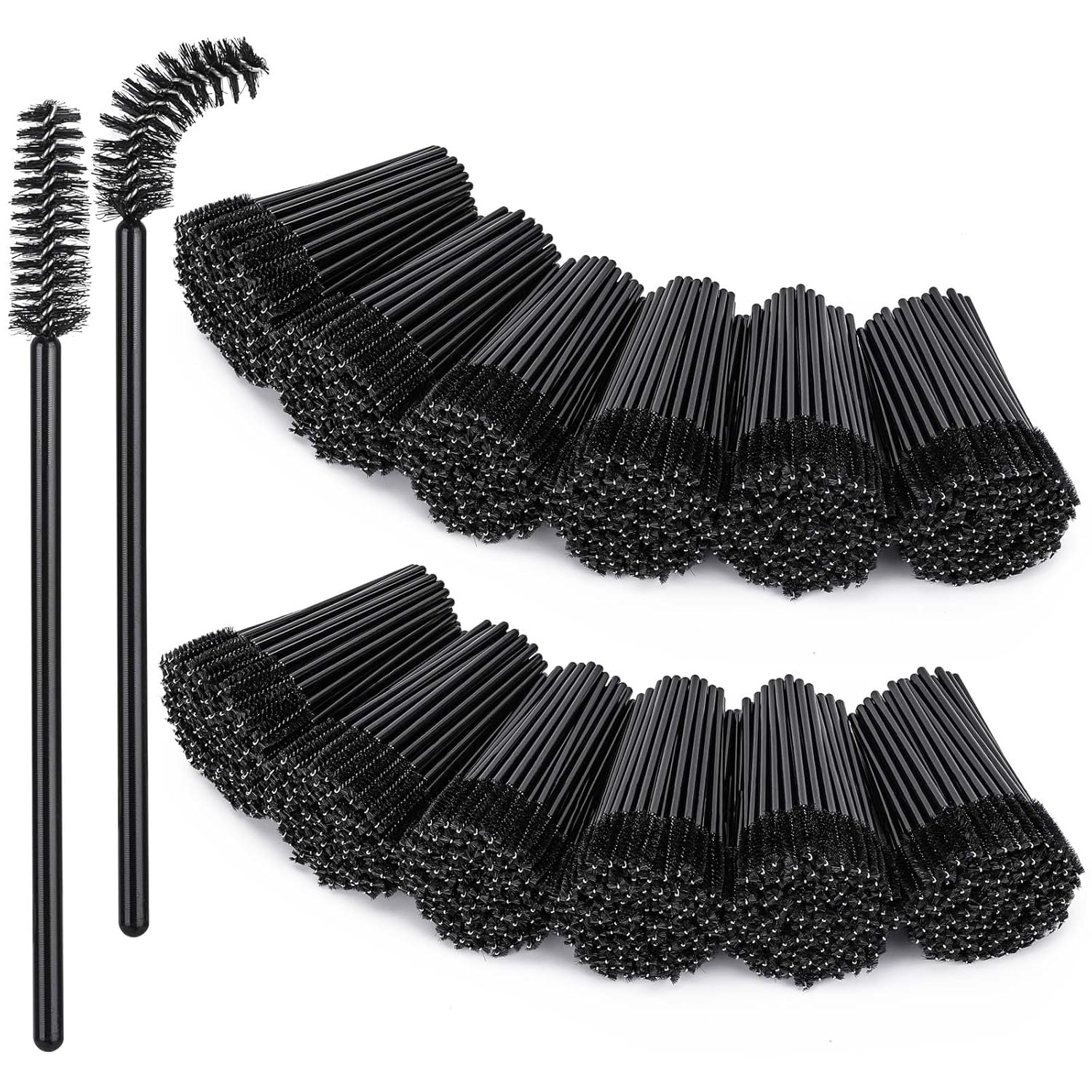 BTYMS 1200 Pieces Disposable Mascara Wands Eyelash Brush Brow Brushes Applicators Lash Spoolies for Eye Lash Extension - Black