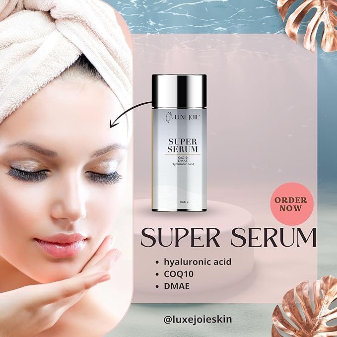 DMAE Facial Serum 1.7 oz Super Serum Lifts Tightens Plumps Firms - Unscented Fragrance Free - Suitable for Sensitive Skin with CoQ10 & Hyaluronic Acid - New Look