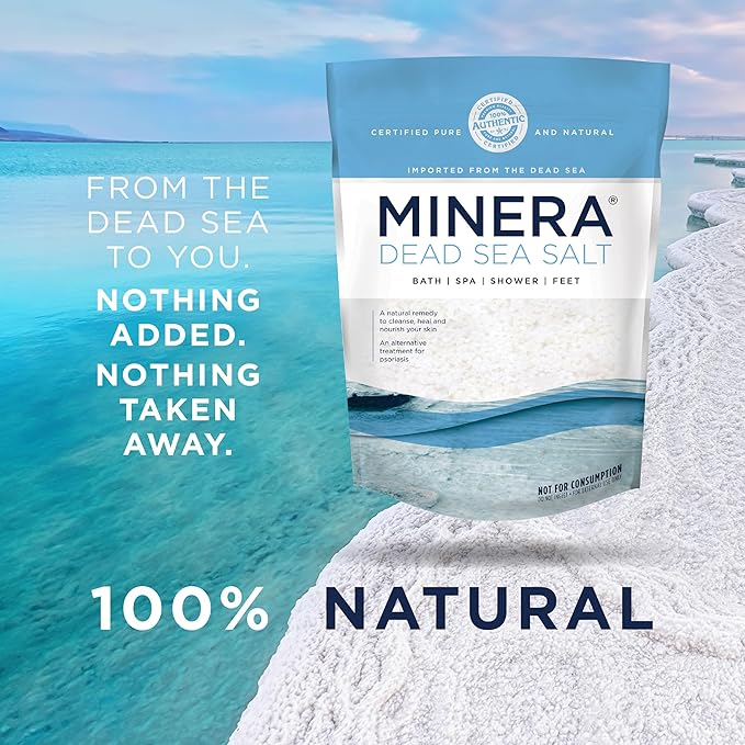 Minera Dead Sea Salt, 100% Pure & Natural, 19 lbs Coarse Grain (0-1.7 -4mm) Bulk Bag, Easily Dissolving Dead Sea Salts for Soaking & Bathing, Skin Nourishing Coarse Sea Salt, Unscented