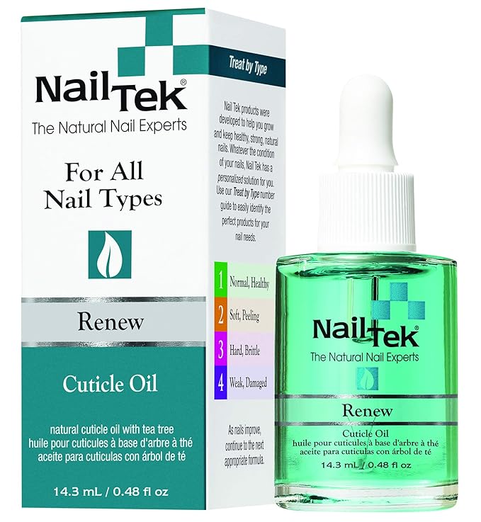 Nail Tek Renew Cuticle Oil for Nails - Natural Nail Care with Tea Tree Oil - Hydrates and Restores Soft, Healthy Cuticles, For All Nail Types, 14.3 mL