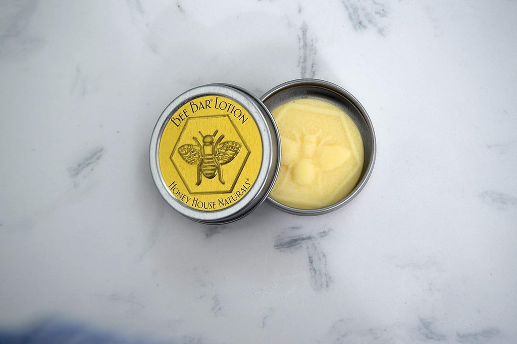 Honey House Naturals Bee Bar Duo – Vanilla - Small .6 Ounce and Large 2 Ounce– All Natural Ultra Moisturizing Lotion Bar Infused with Essential Oils and Butters – Made in USA
