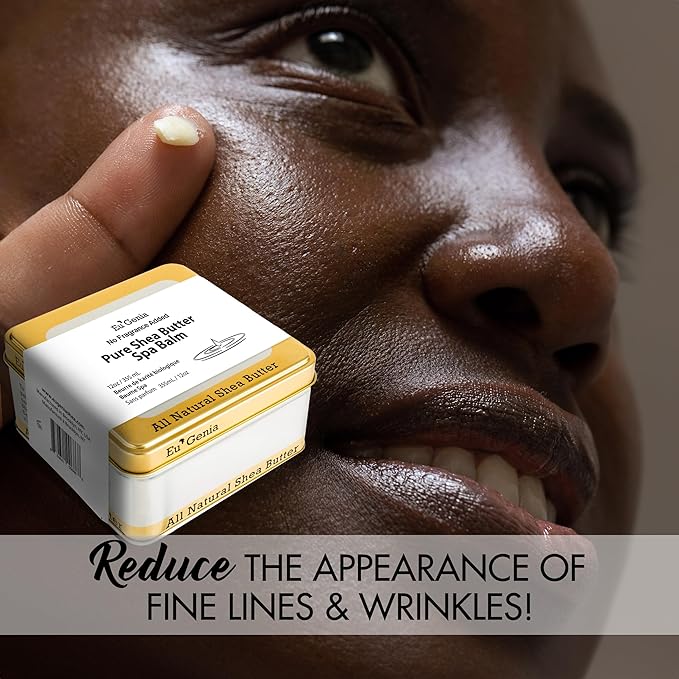 Eu'Genia Anti-Aging Shea Butter Balm: Unscented 12 oz, 100% Pure Unrefined Ghanaian Shea, Premium Face & Body Moisturizer for All Skin and Hair Types
