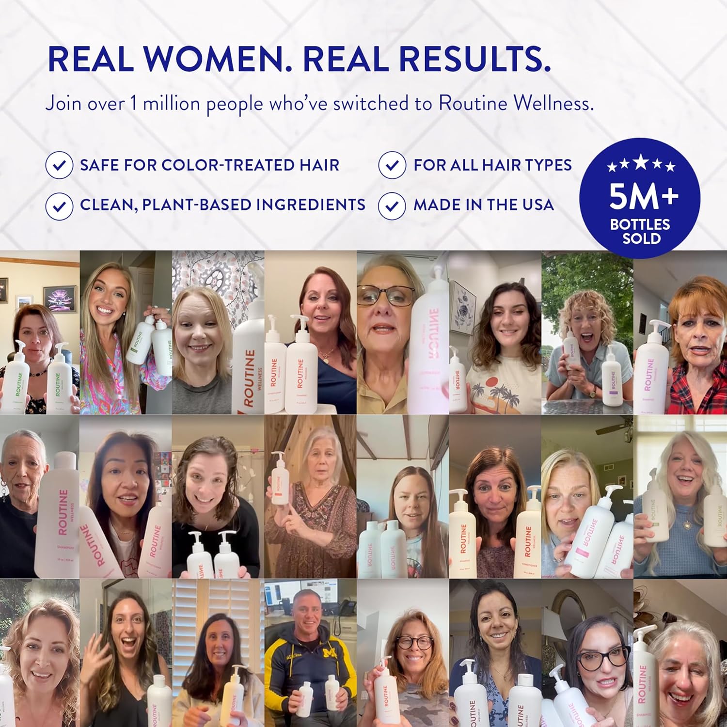 Routine Wellness Anti-Thinning Shampoo and Conditioner Set for Thinning Hair - Biotin DHT Blocker Women & Men - Color Safe Shampoo for Hair Loss & Healthier Hair - Coconut & Vanilla (Pack of 2)