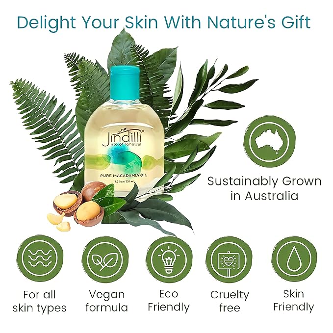 Pure Macadamia Oil | Cold-Pressed, Filtered, All-Natural, Vegan, Non-GMO, Hexane-Free, Cruelty-Free - Multipurpose Moisturizer (7.5 oz)