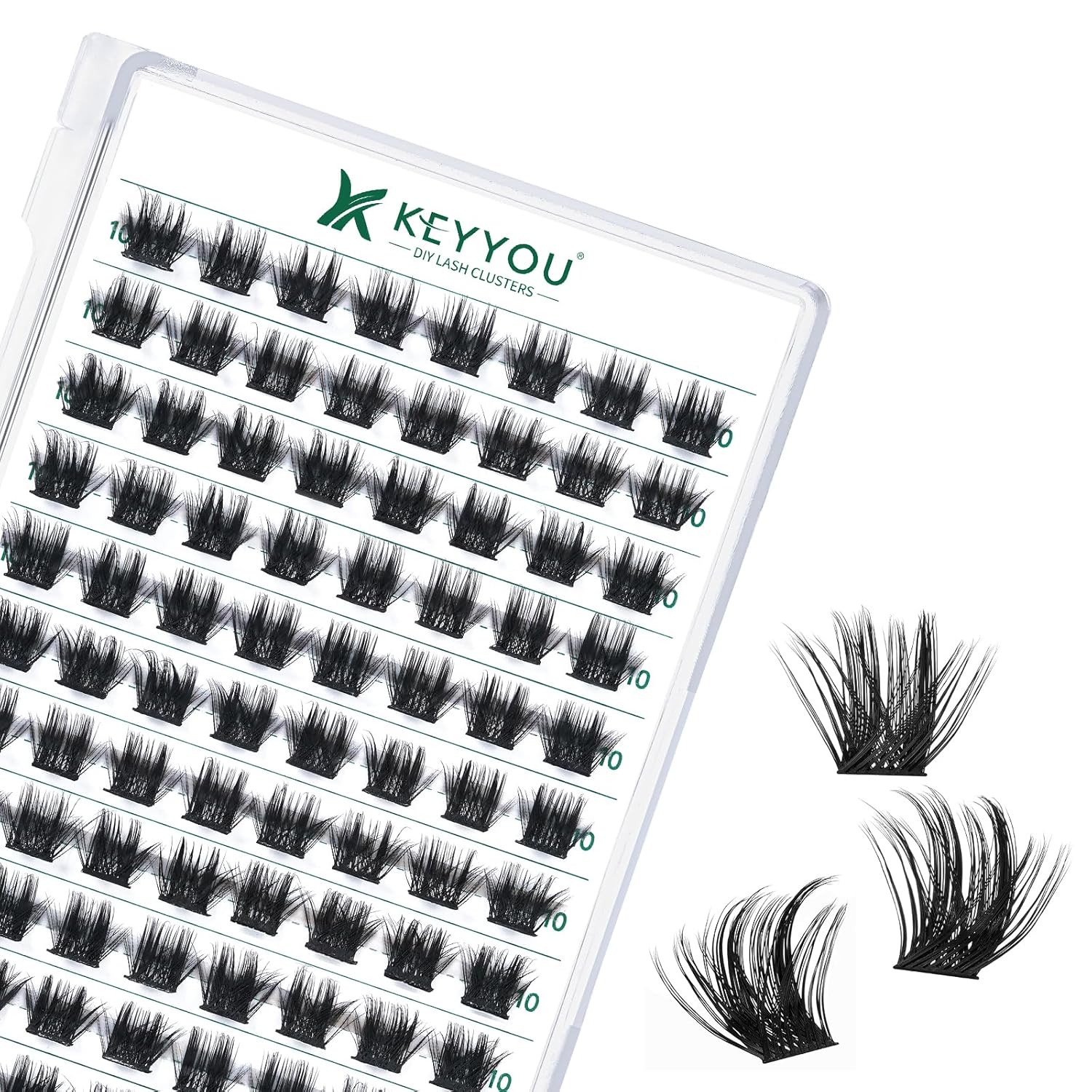 Lash Clusters 96pcs Individual Lashes Y22 D Curl 10mm Eyelash Clusters KEYYOU Volume Wispy Lash Extension Soft&Comfortable Easy DIY at Home(Y22,D-10mm)